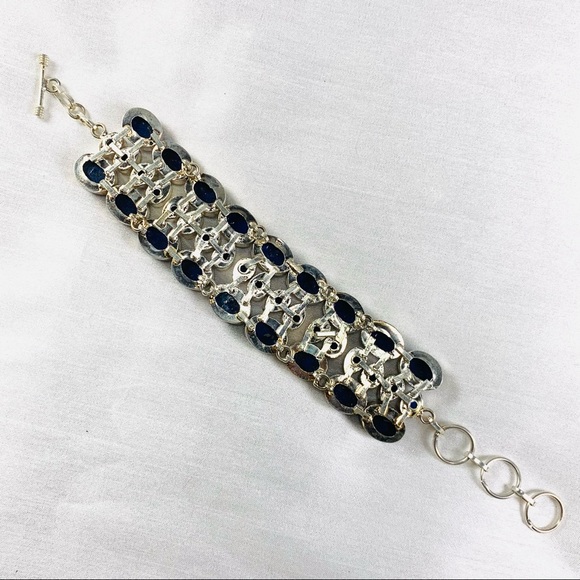 lapis & blue faceted gems sterling bracelet - Picture 4 of 7